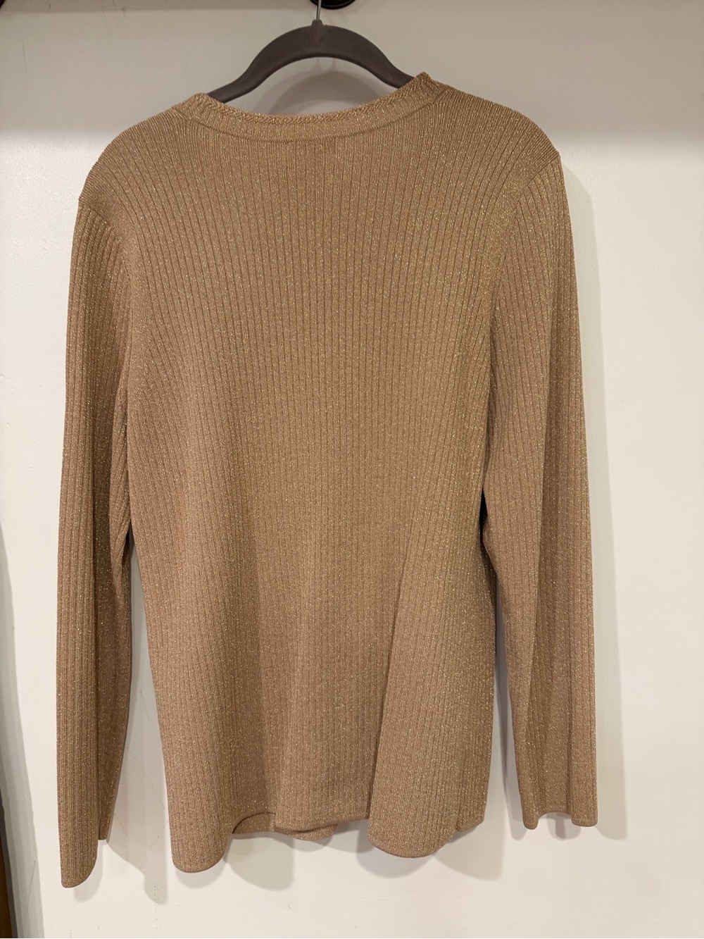 Talbots Large Gold Metallic Ribbed Button Cardigan - Picture 3 of 3
